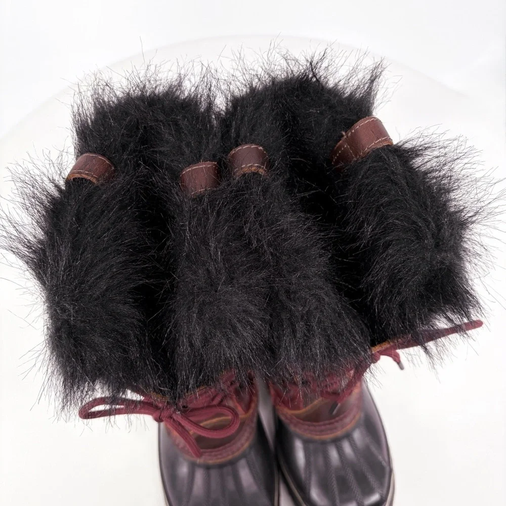 SOREL Joan of Arctic Premium Red Leather Snow Boots Size 6.5